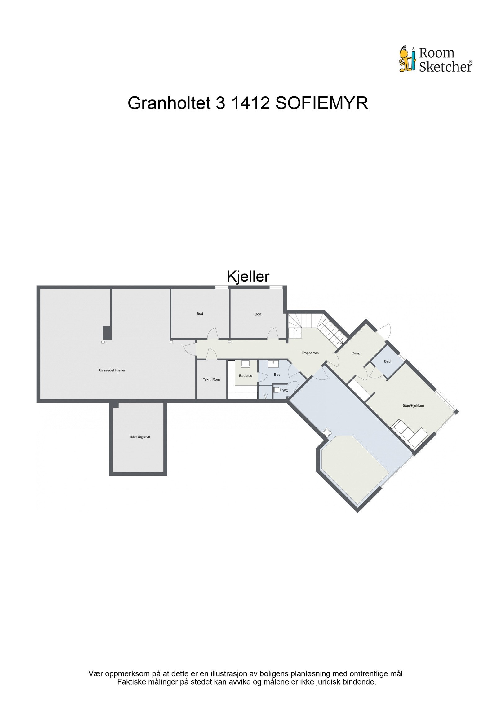 Plantegning kjeller. Galleribilde