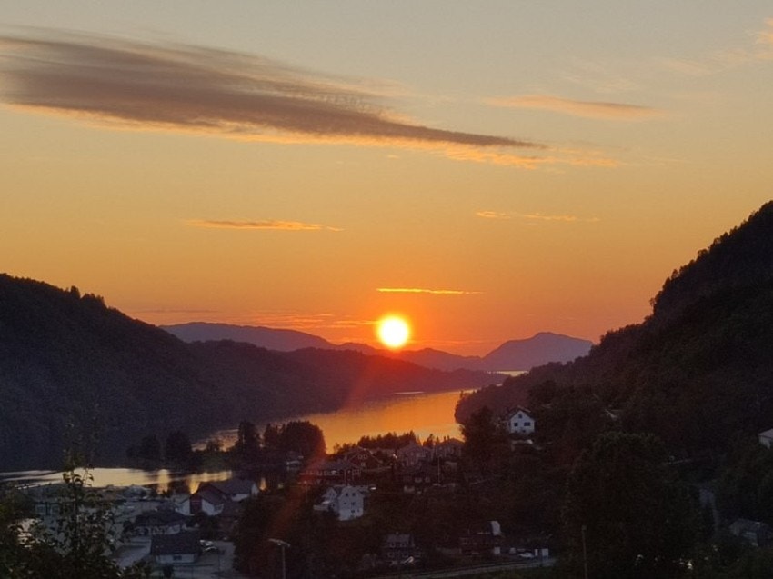 Solnedgang fra terrassen Galleribilde