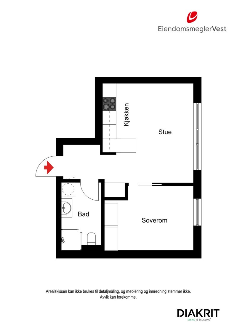 2D planskisse av leiligheten. Galleribilde