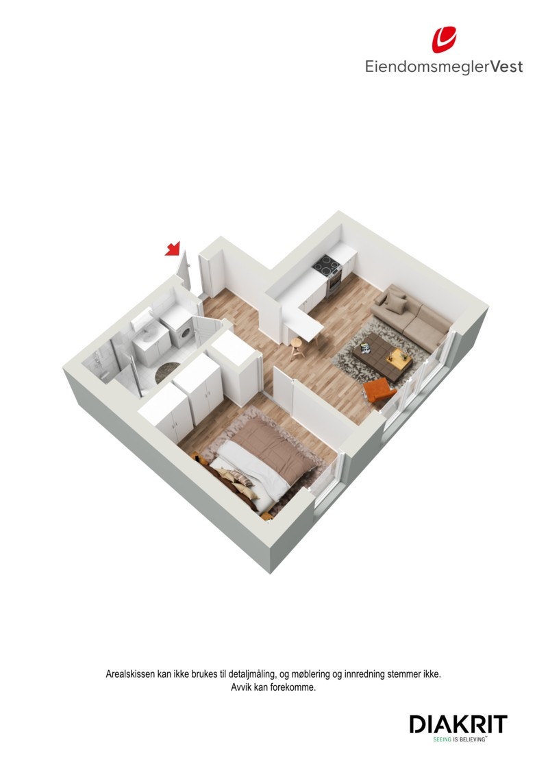 3D plantskisse av leiligheten. Galleribilde