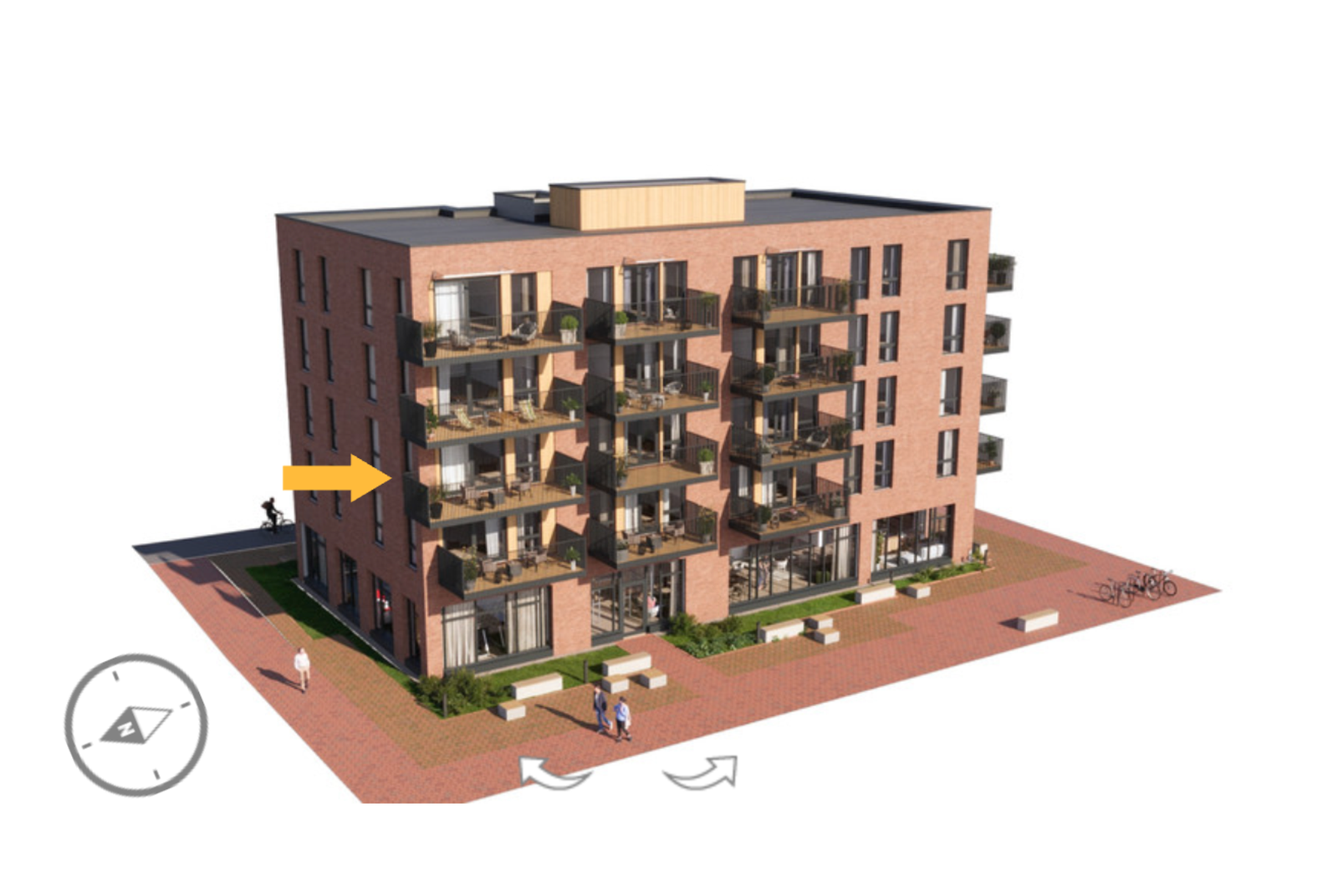 Bildet viser beliggenheten til leiligheten i bygget Galleribilde