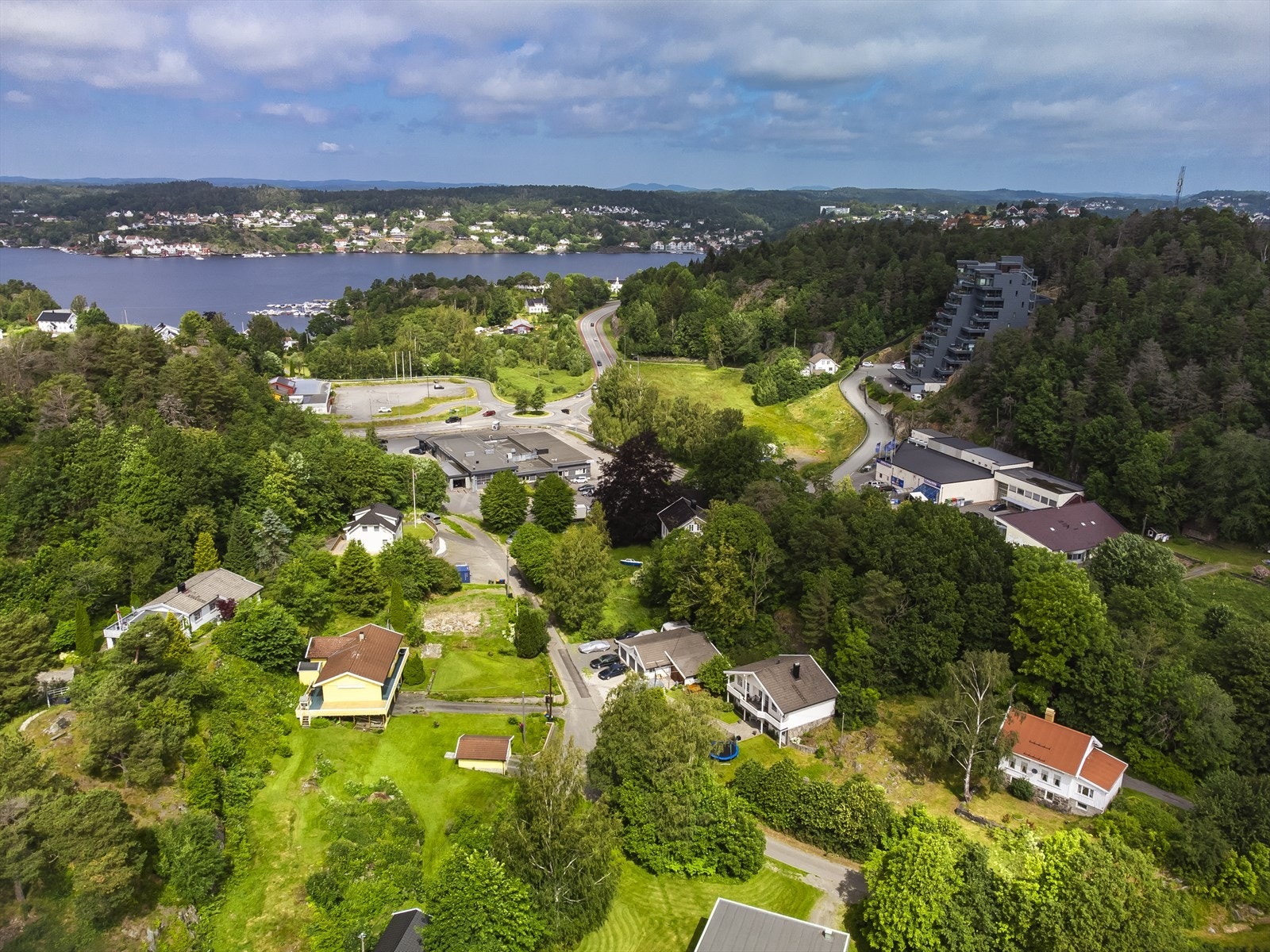 Dronefoto over området Galleribilde
