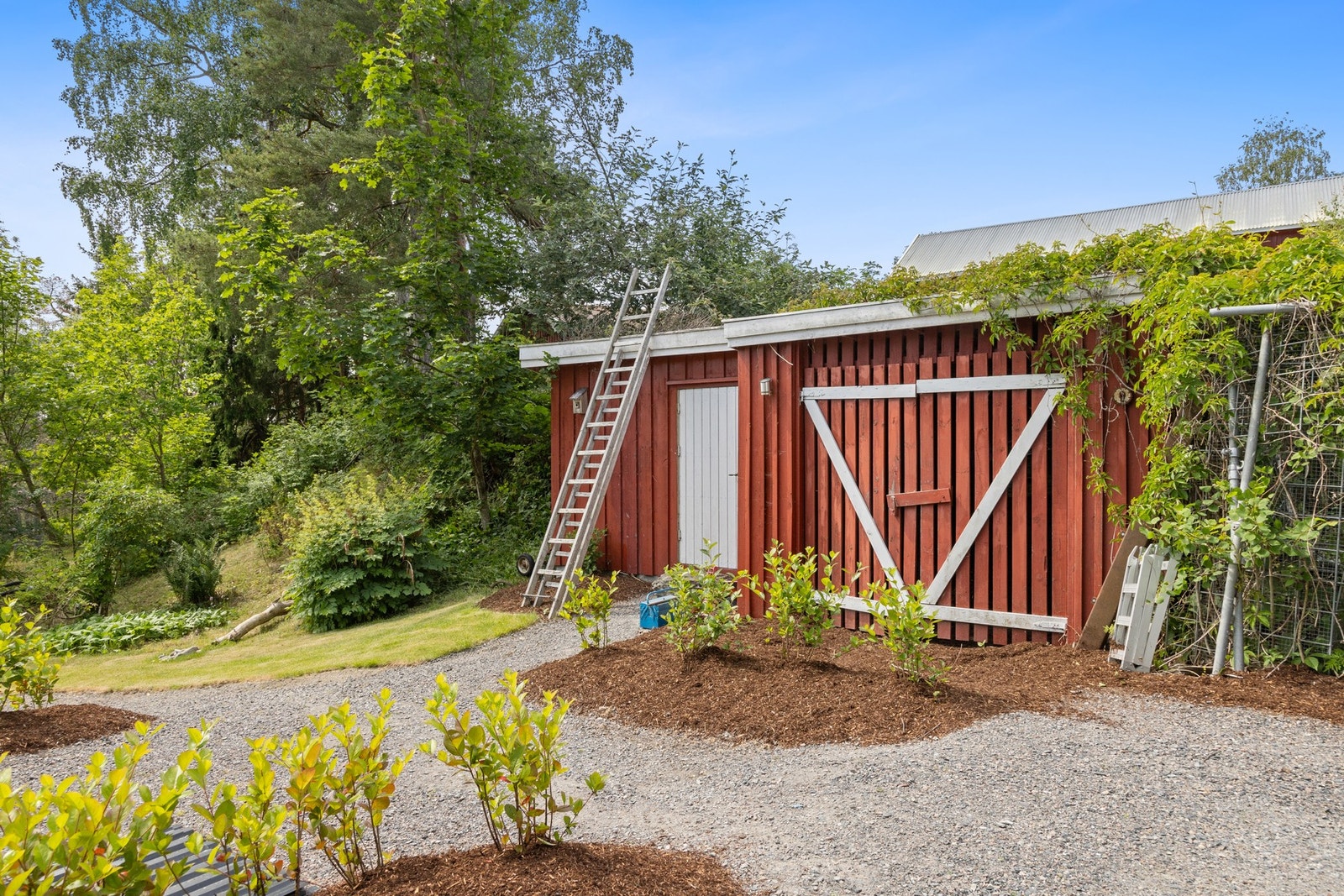 Uthus med god plass til hageredskaper. Galleribilde