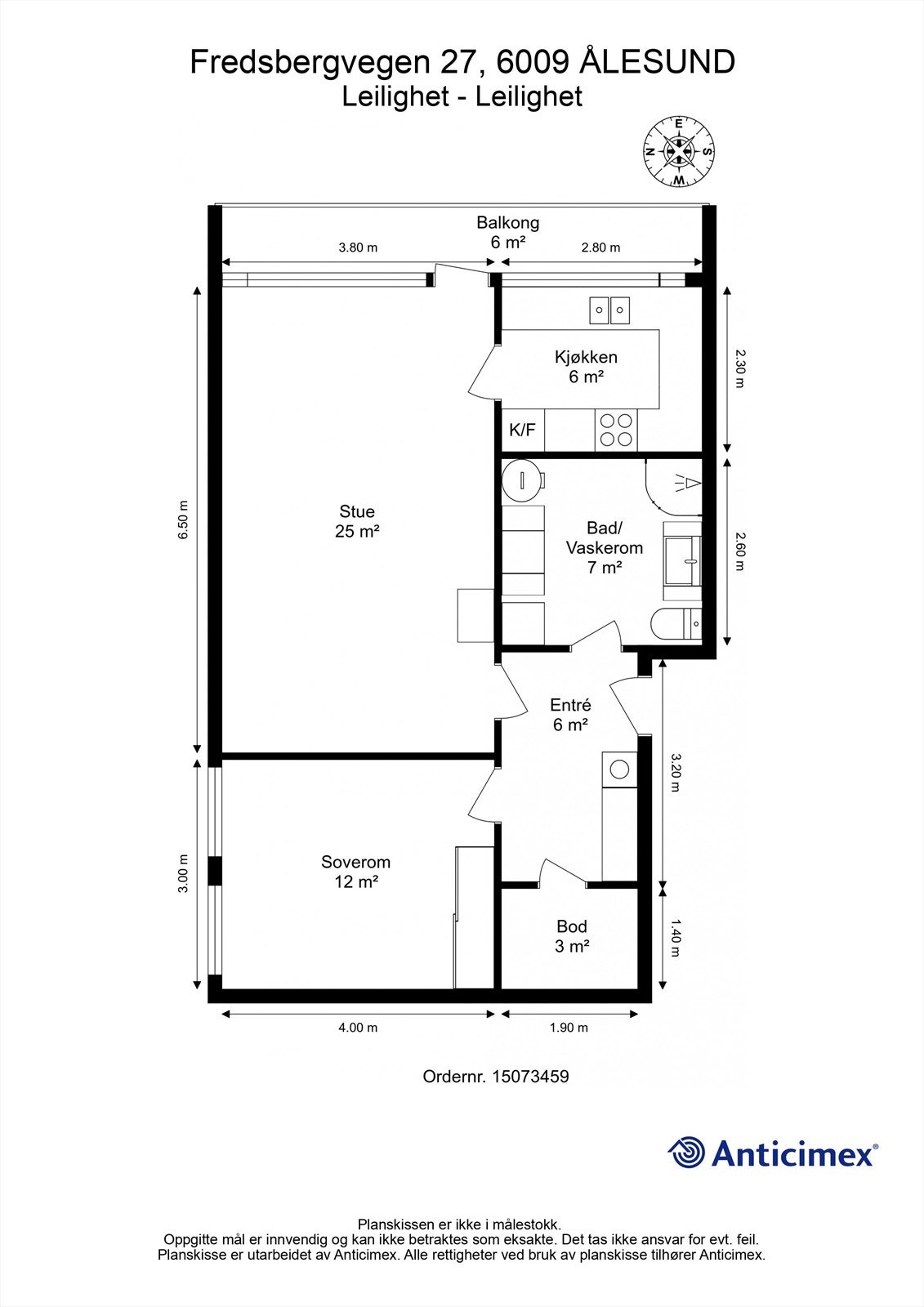 Målsatt plantegning Galleribilde