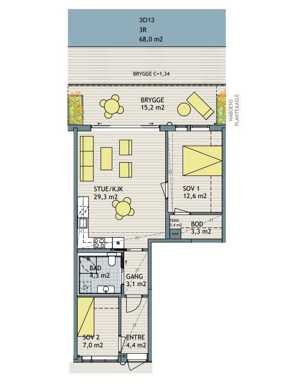 Plantegning leilighet 3D13 Galleribilde