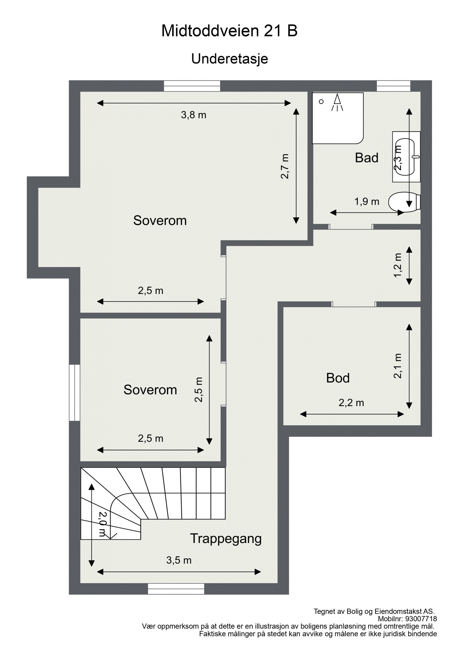Her er forresten plantegningen av denne etasjen. Galleribilde