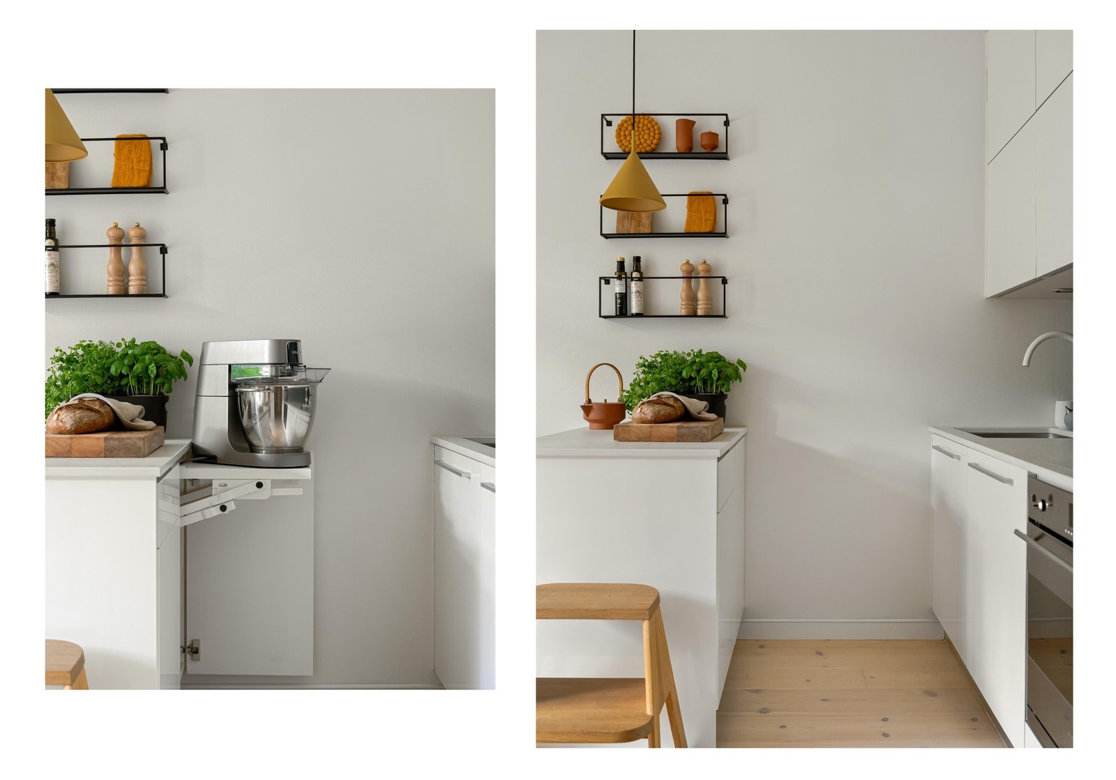 I kjøkkenøyen skjuler det seg både uttrekksfunksjon til kjøkkenmaskin og en fryser. Galleribilde