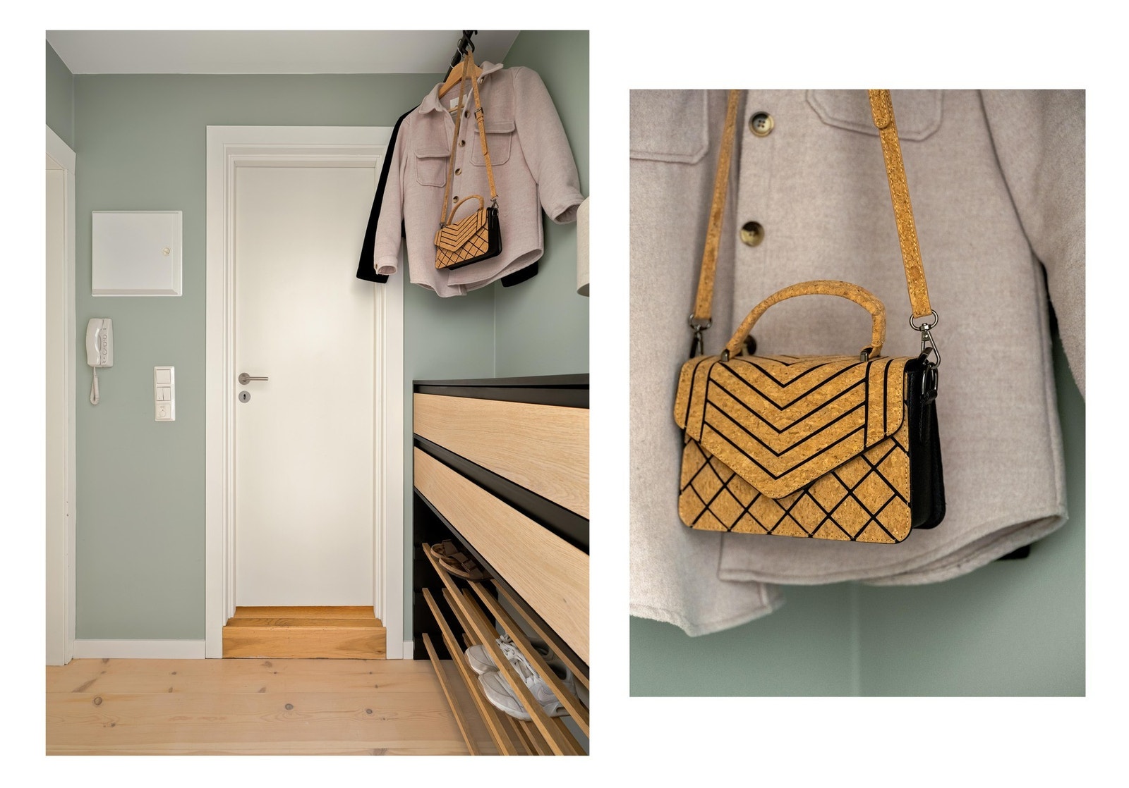 Fra entréen er det adkomst til badet, samt kjøkken- og stuerommet. Også her er det detaljer i eik. Galleribilde