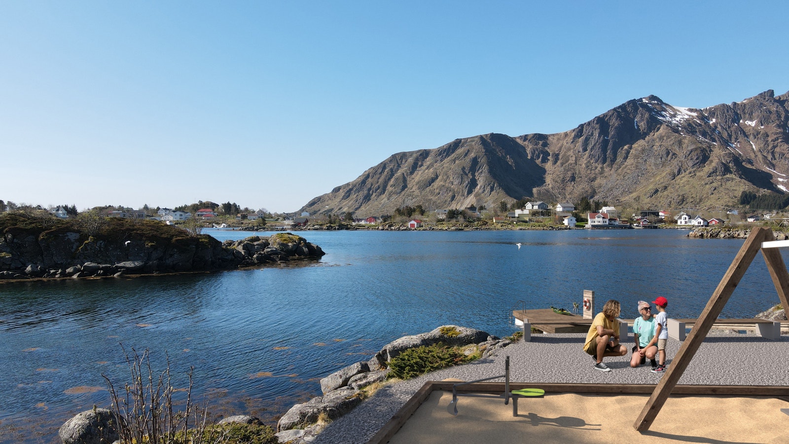 Lekeplass og samlingspunkt for familier Galleribilde