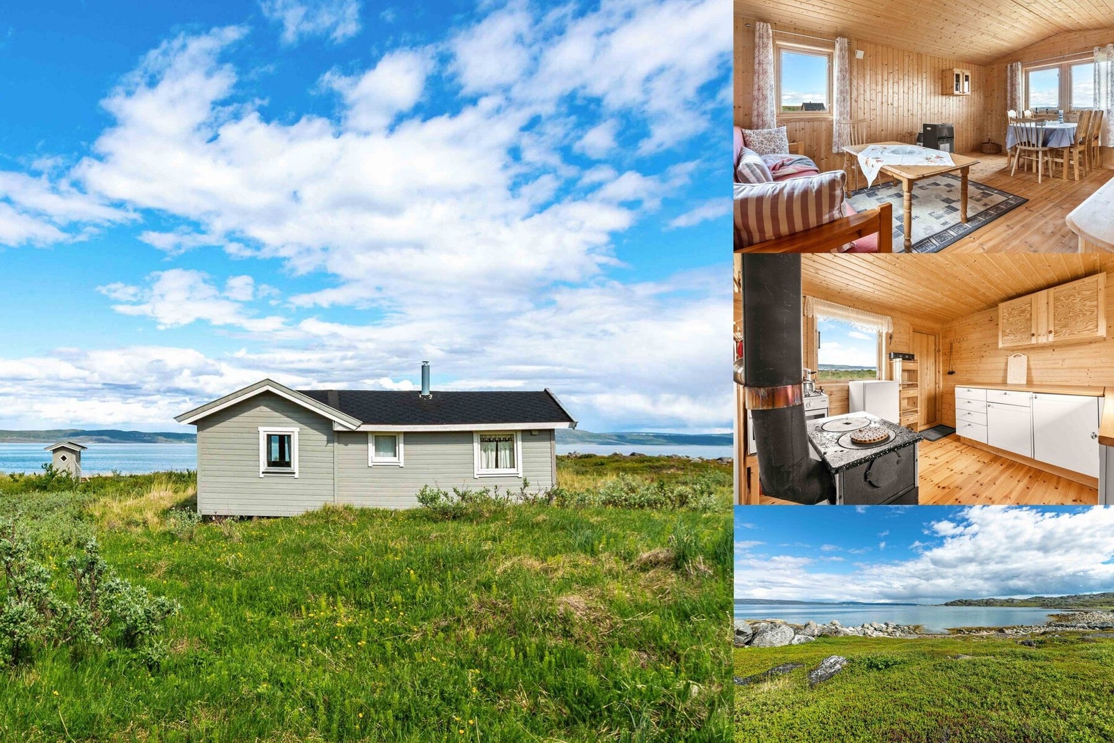 Hytten ligger i idylliske omgivelser og har flott utsikt mot fjorden Galleribilde