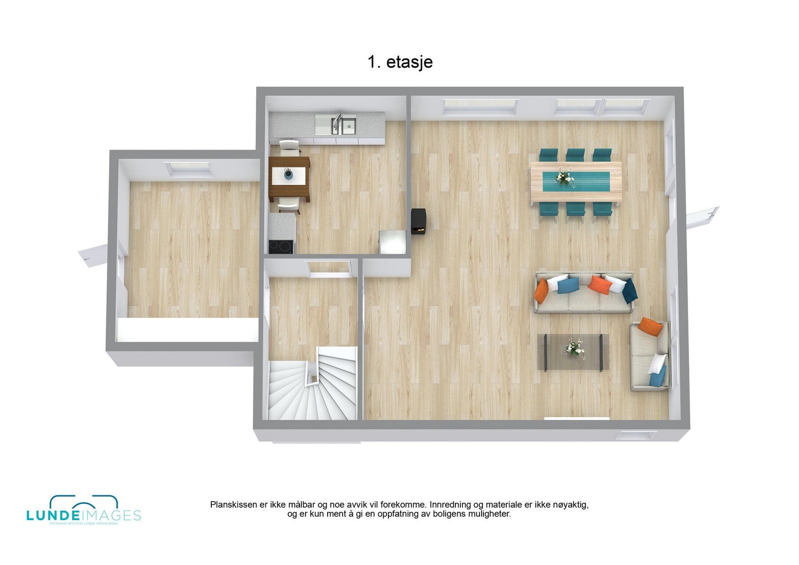 Planskisse 1. etasje 3D - ikke målbar Galleribilde