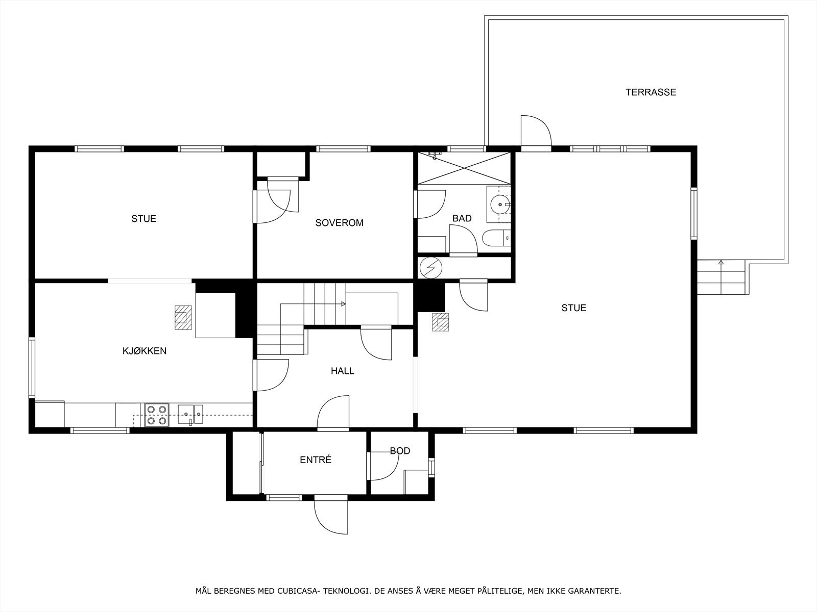 Plantegning 1 etasje sidebygning Galleribilde