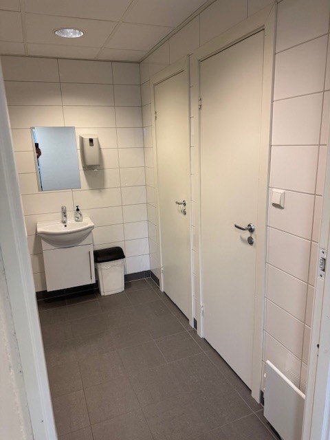 Toalett rom med servant og to adskilte toaletter Galleribilde