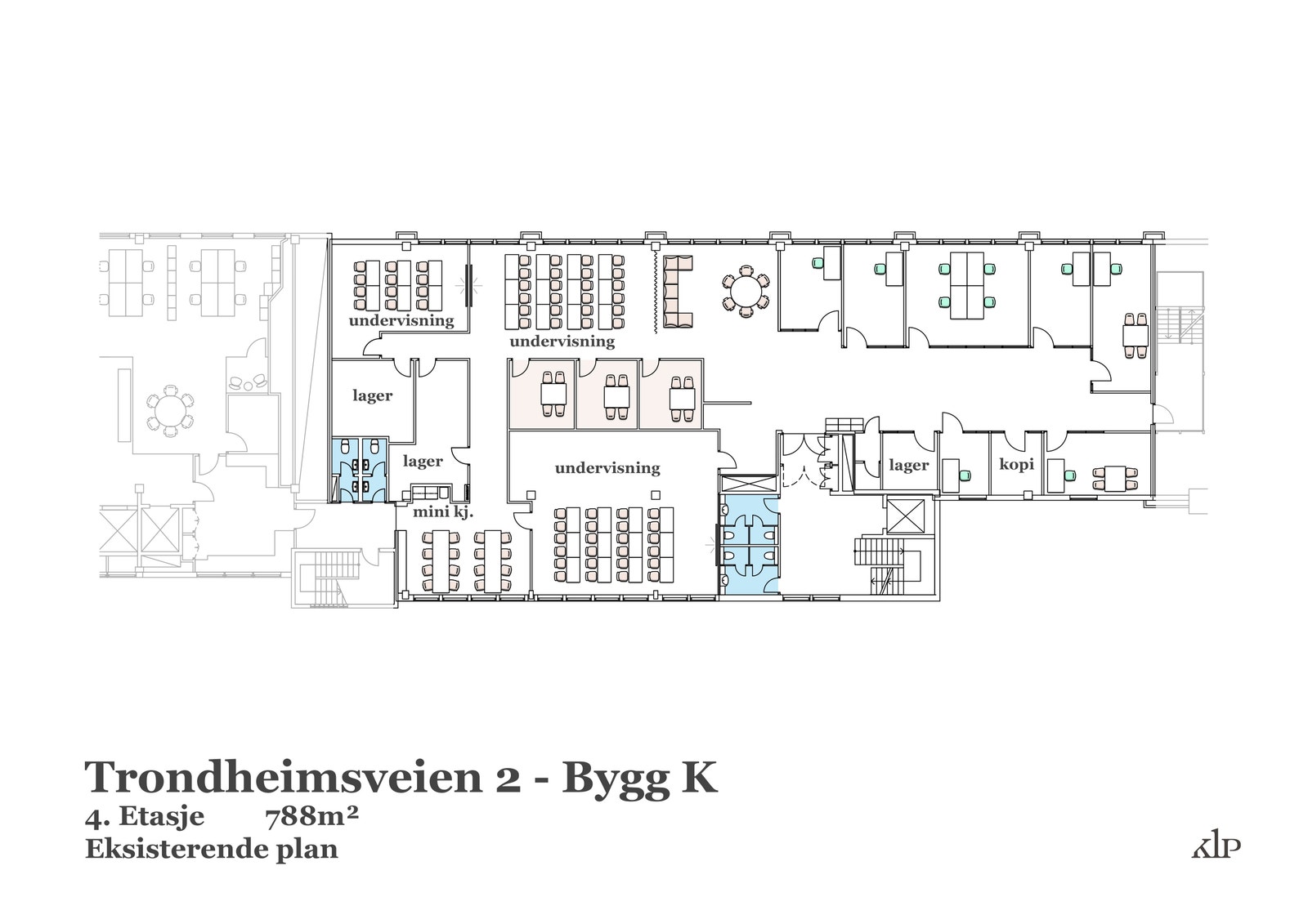 Planskisse ledige lokaler 4 etg 788 kvm
Auditorium på 150 kvm 1 etg i tillegg. Galleribilde