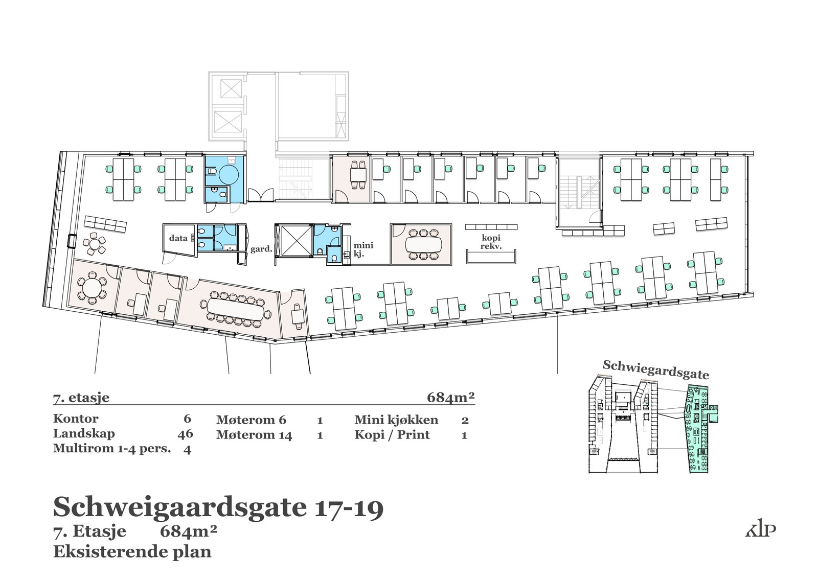 Eksisterende plan 7. etasje Galleribilde