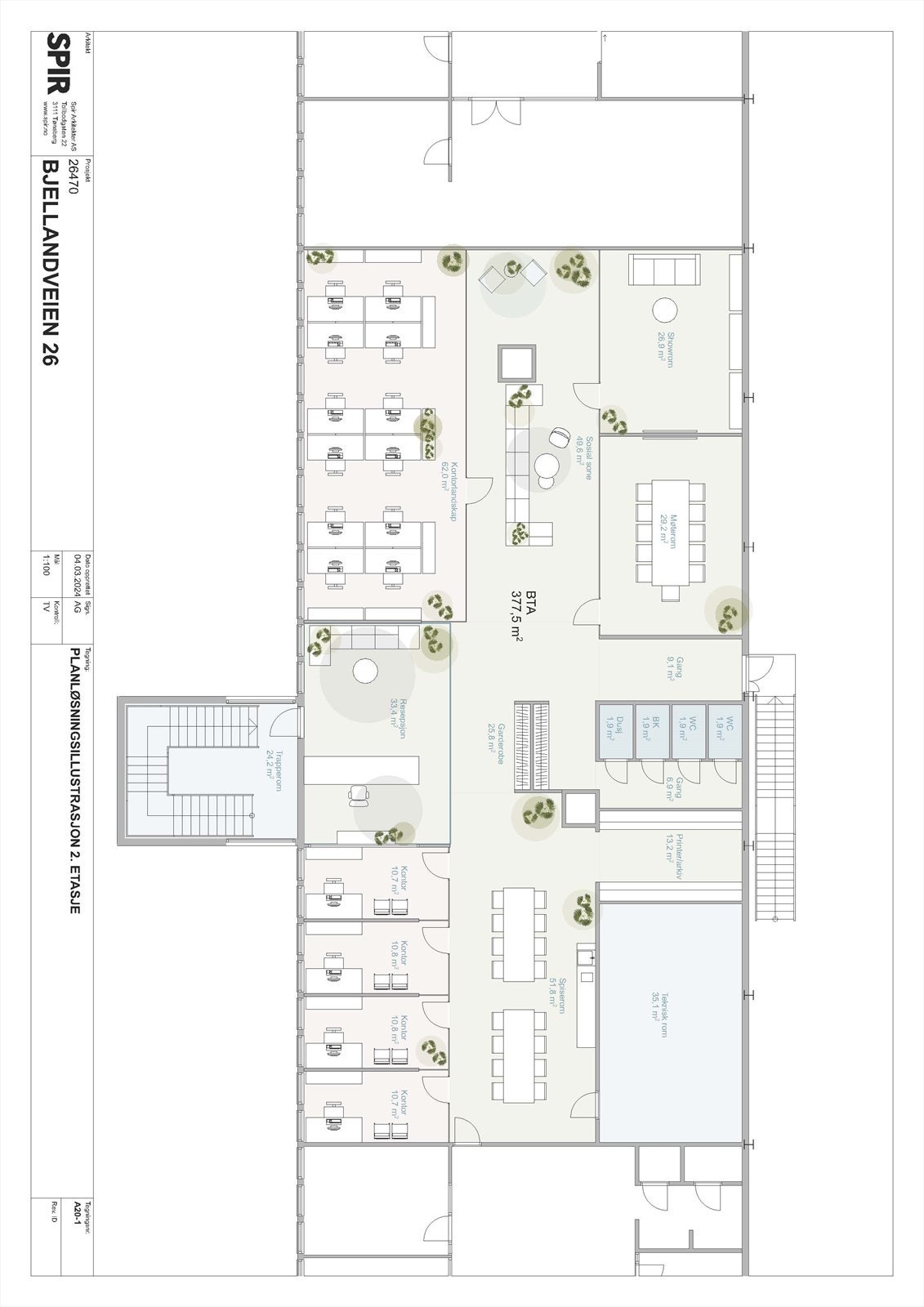 Illustrasjon planløsning kontorer Galleribilde