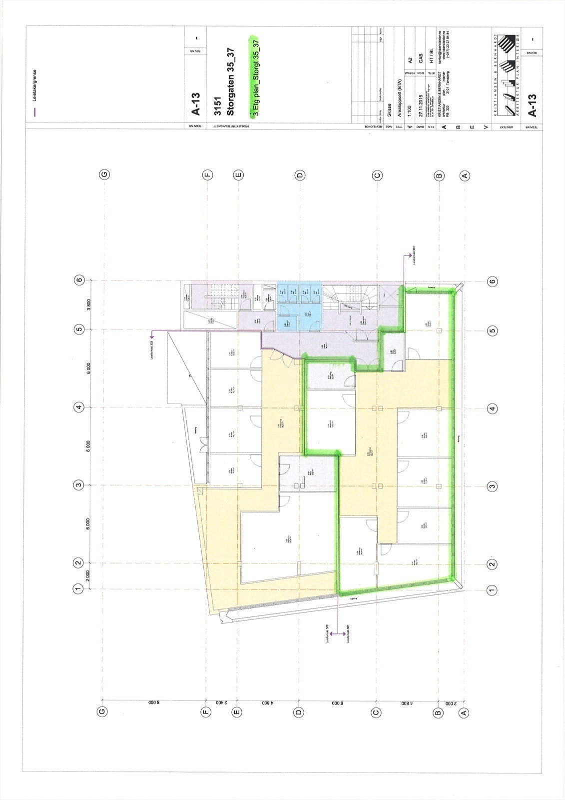 Tegning 3. etg. Galleribilde