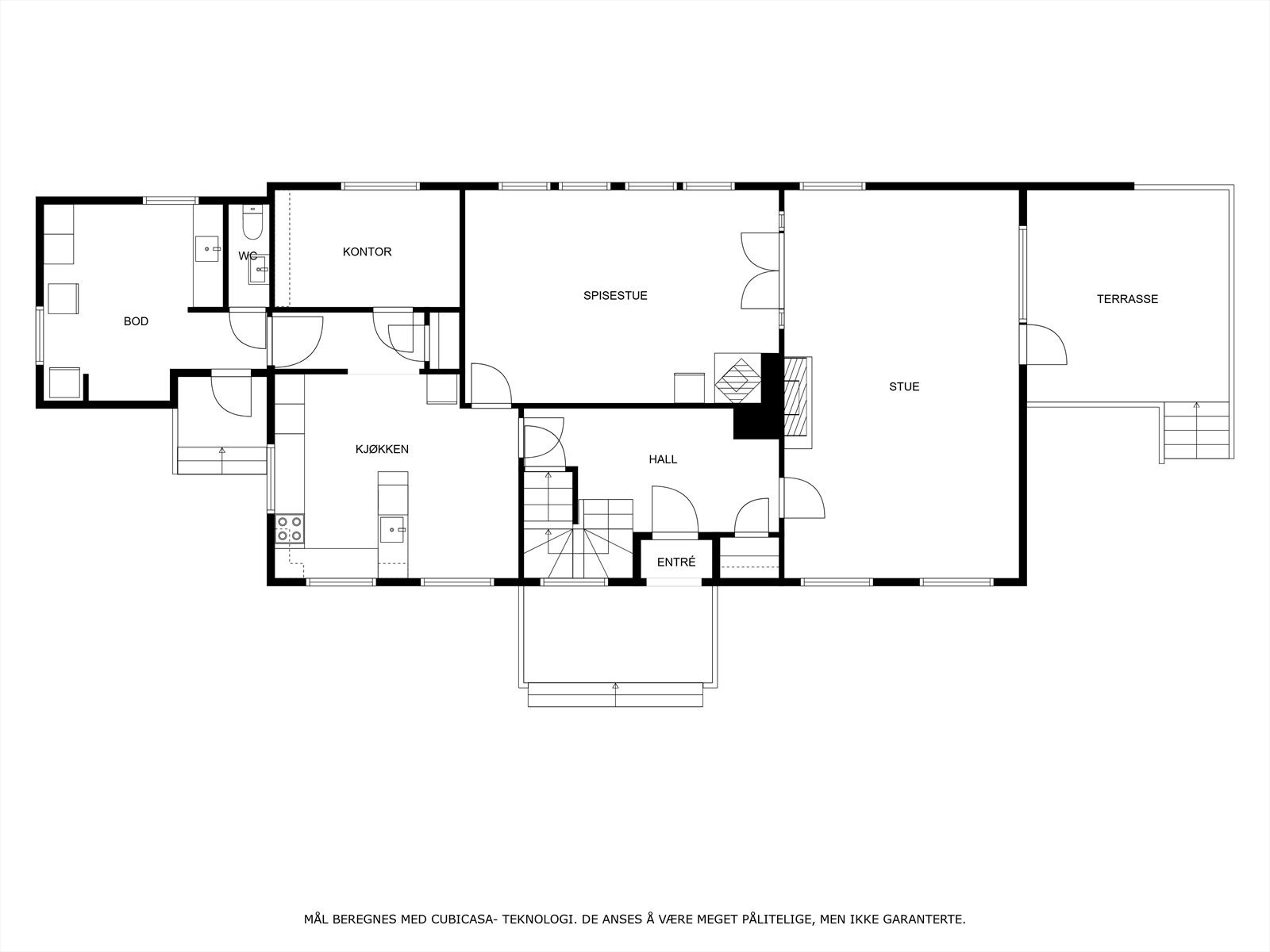 Plantegning 1 etasje hovedhuset Galleribilde