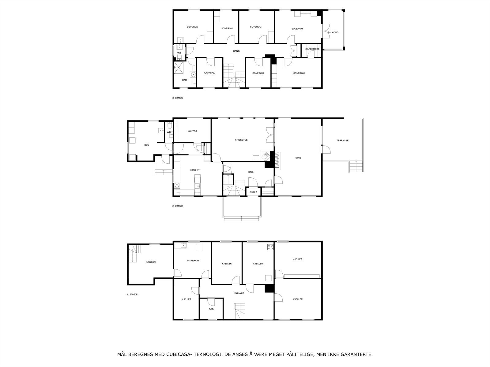 Plantegning alle plan hovedhuset Galleribilde