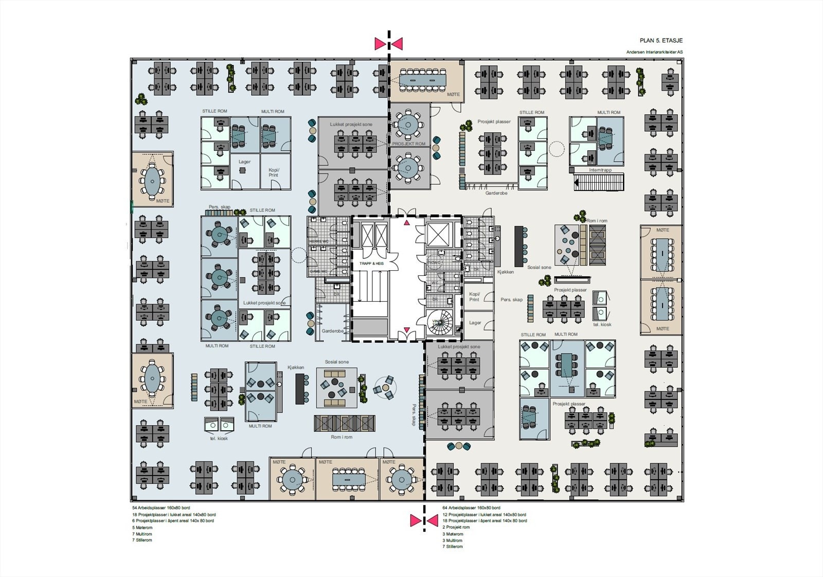 Eksempel til etasjeplan delt i 2 leieforhold Galleribilde