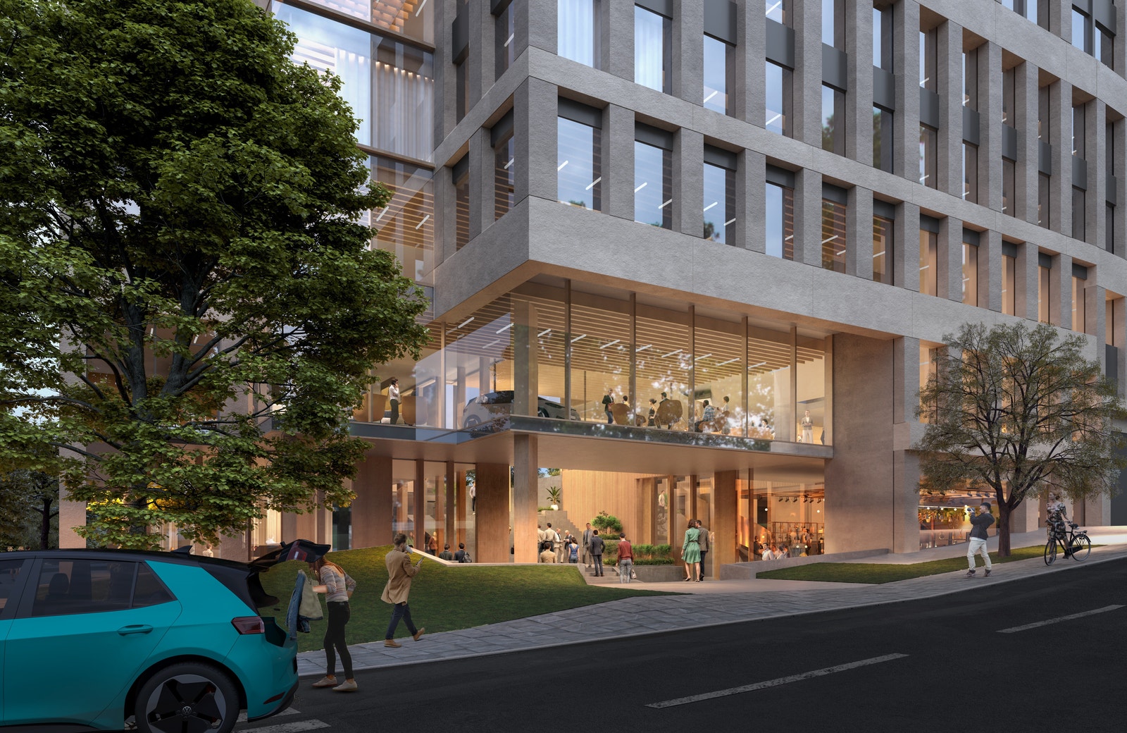 Et spennende innsmett åpner for gangtrafikken fra Økernveien og t-banen, og lager en naturlig flyt videre inn i bygg og gårdsrom. Galleribilde