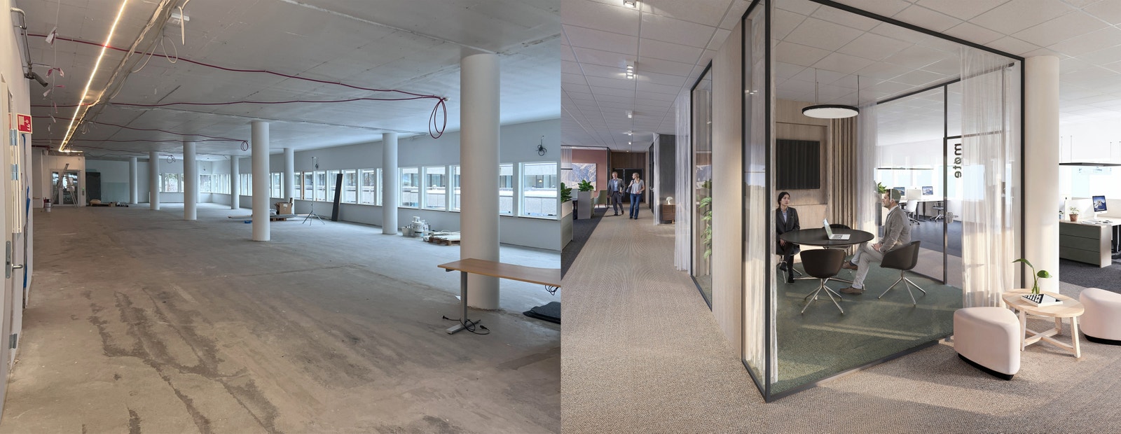 Uinnredet lokale i 2. etasje. Illustrasjonen viser eksempel på hvordan lokalet kan innredes. Galleribilde