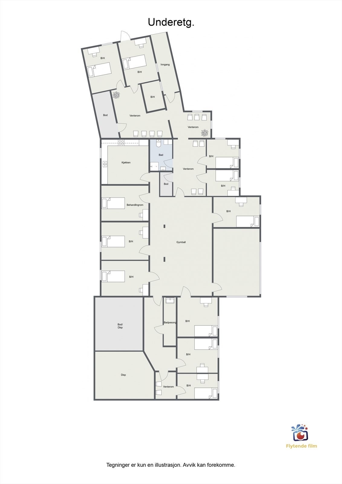 Plantegning underetasje - næringsdel Galleribilde