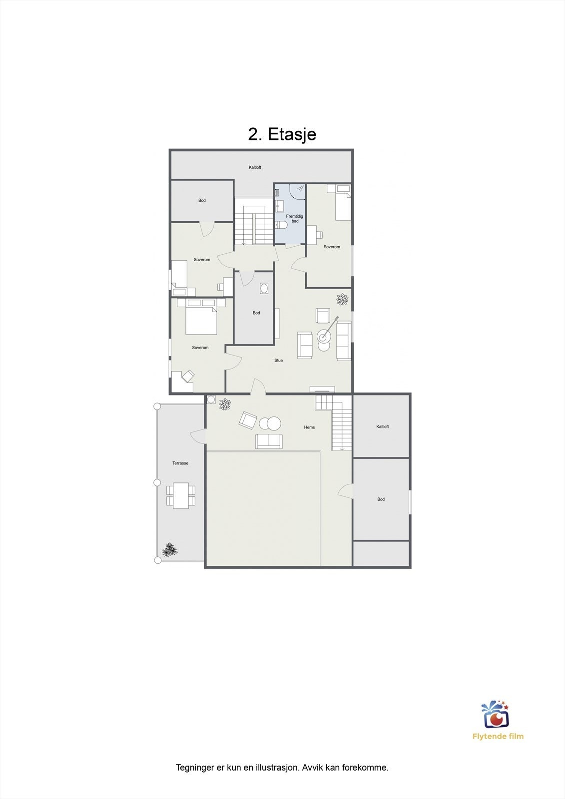 Plantegning 2.etasje - boligdel Galleribilde