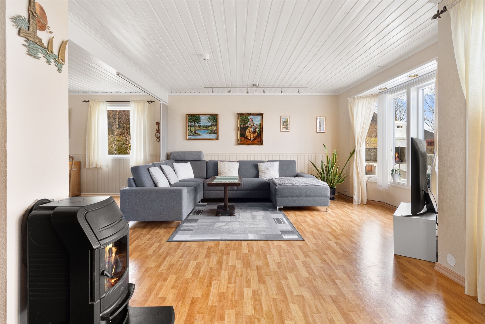 Lys stue med utgang til terrasse Galleribilde