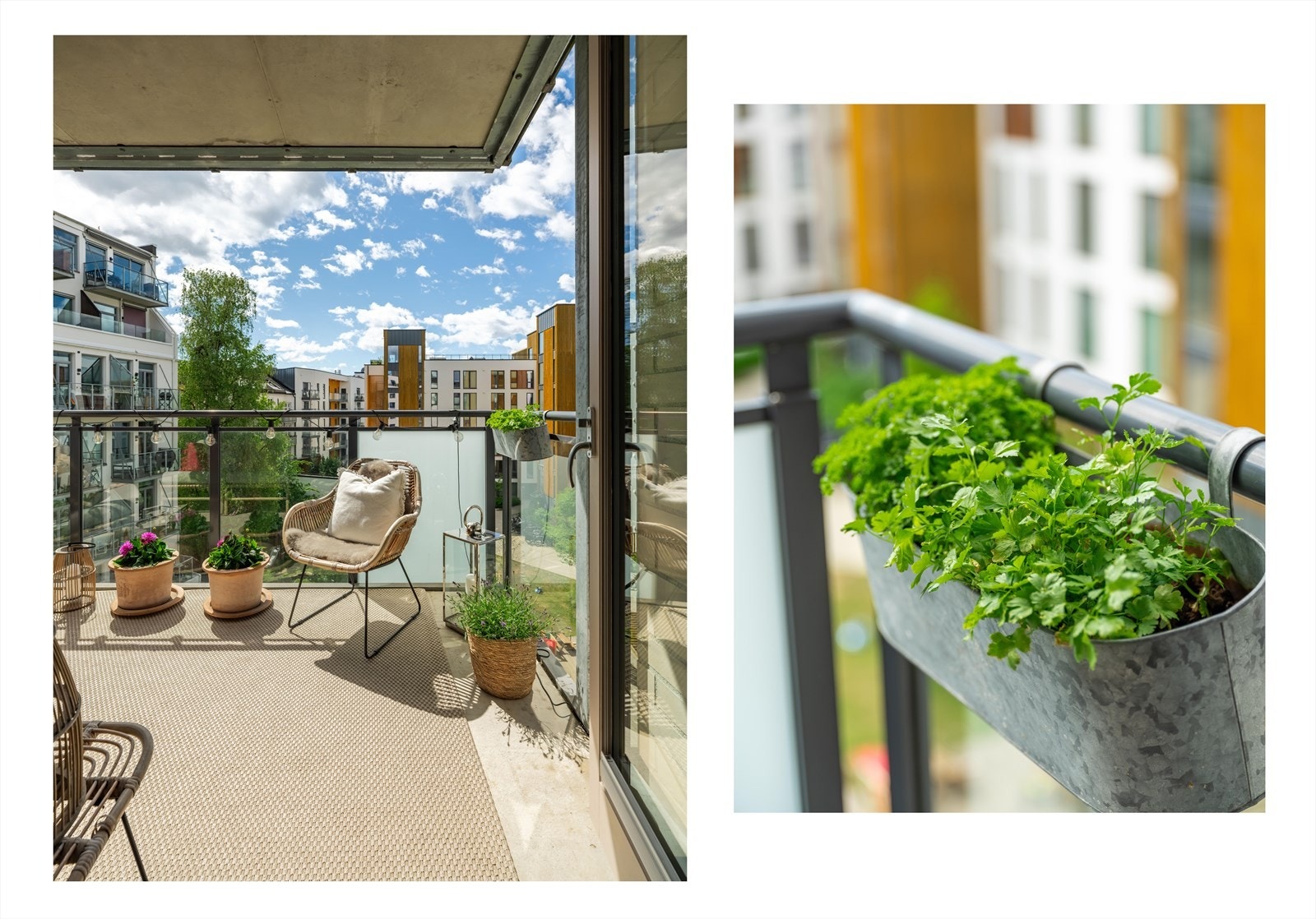 En flott balkong på hele 9 kvm med utgang fra stuen. Galleribilde