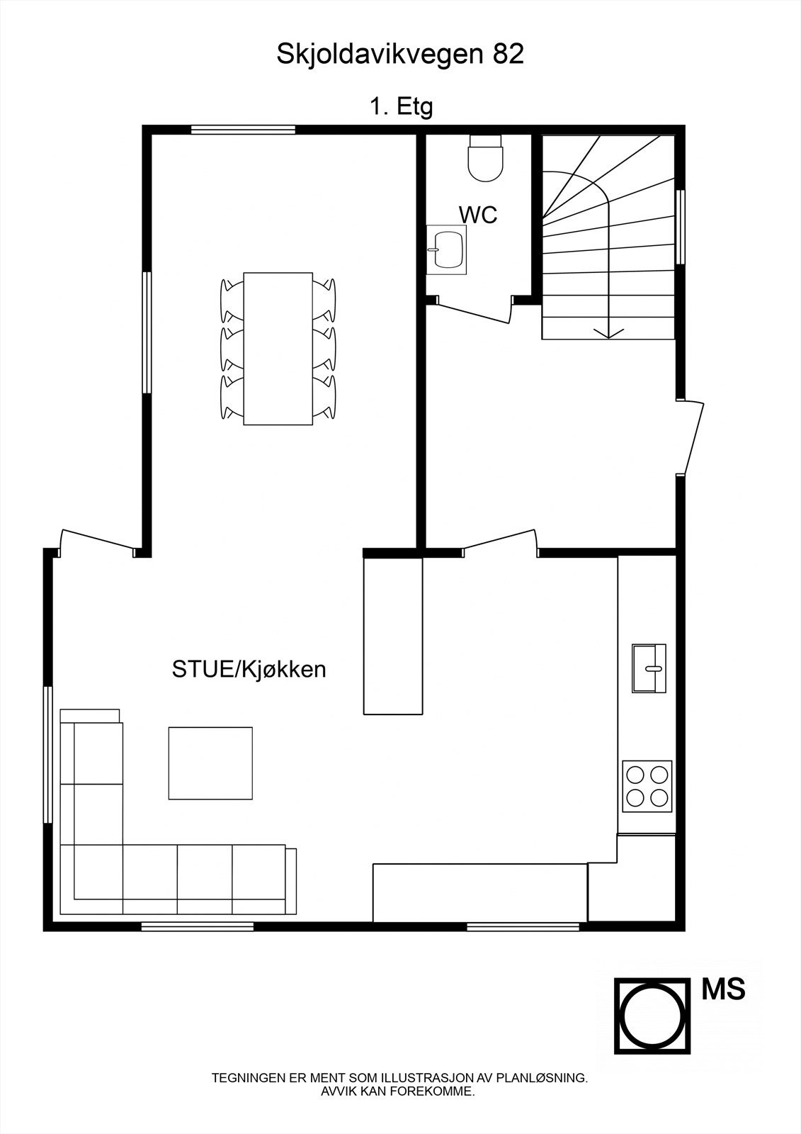 Floorplan letterhead - Skjoldavikvegen 82 - 1. Etg - 2D Floor Plan Galleribilde