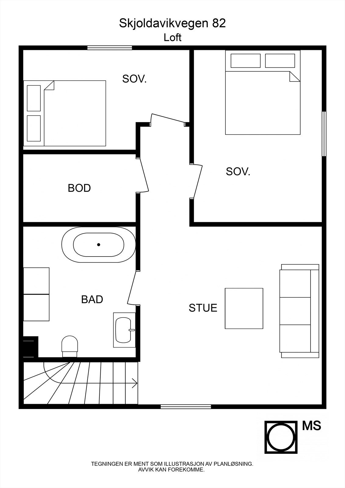 Floorplan letterhead - Skjoldavikvegen 82 - Loft - 2D Floor Plan Galleribilde