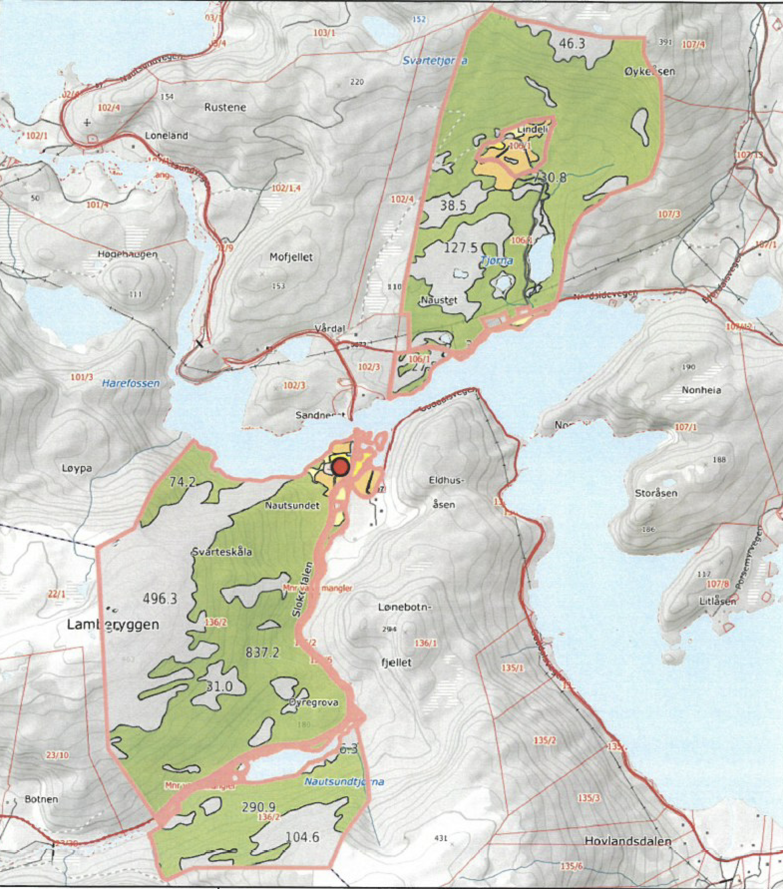 Kart som viser begge landbrukene Galleribilde