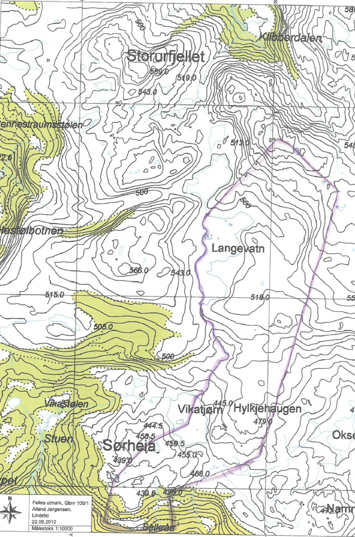 Kart som viser felles område hvor man har støl Galleribilde
