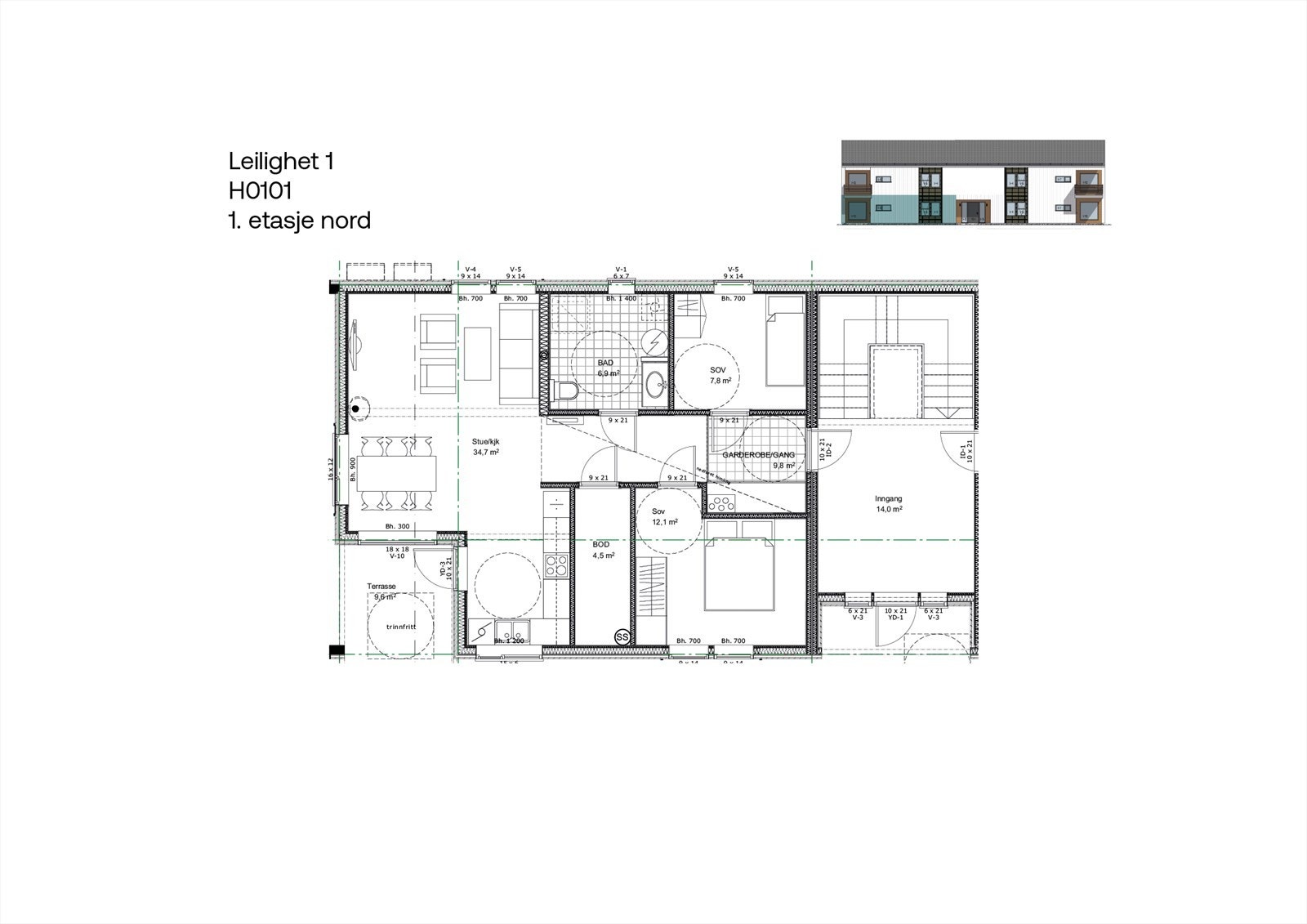 Planskisse - Leiligheten har andelsnummer 13, H0101. Galleribilde