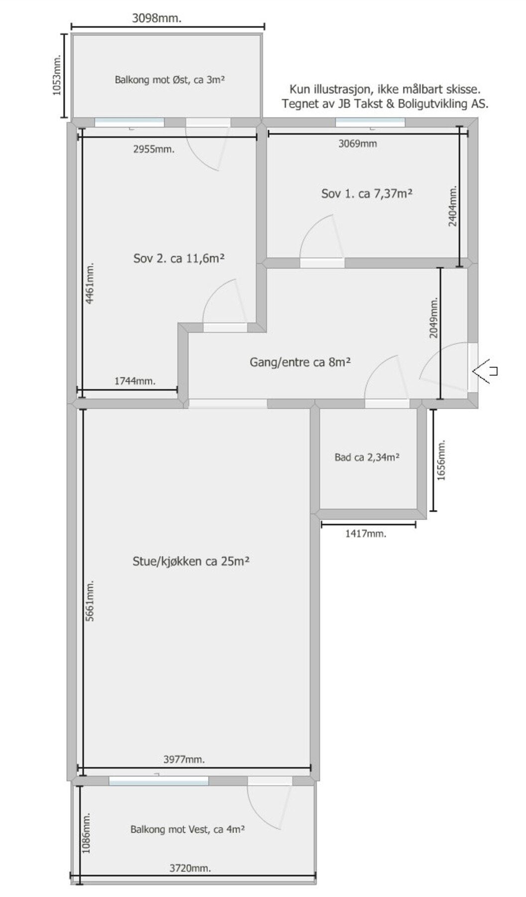 Leiligheten ligger i 3.etasje og har en meget god planløsning. Galleribilde