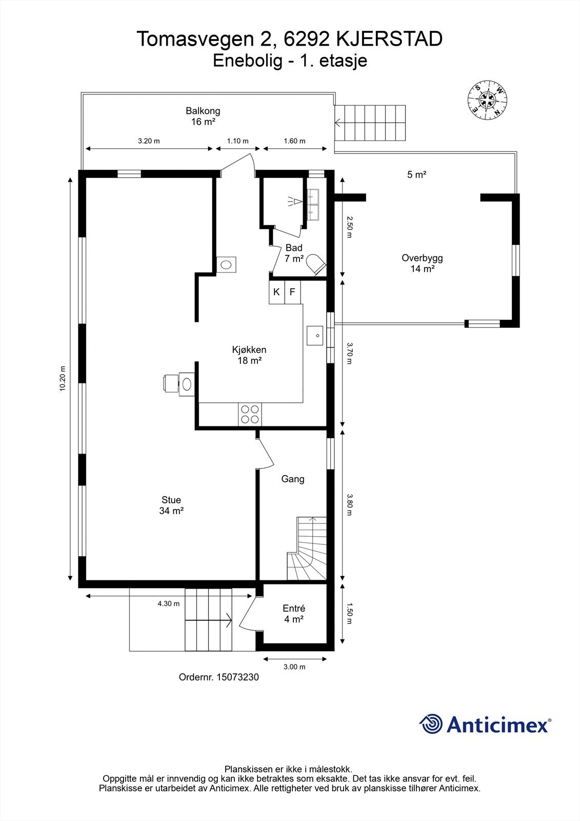 Målsatt plantegning 1. etasje Galleribilde