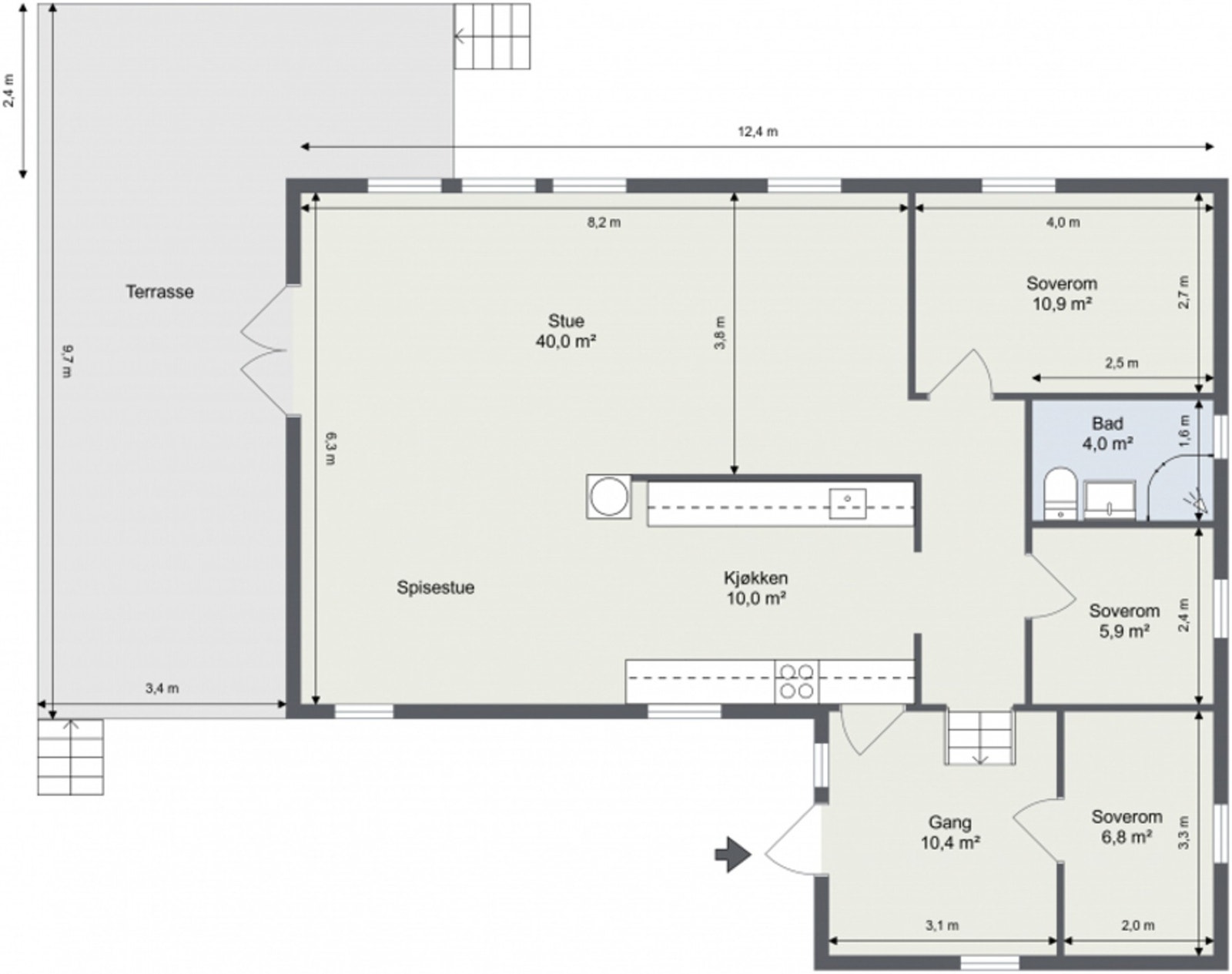 Plantegning 1. etasje Galleribilde