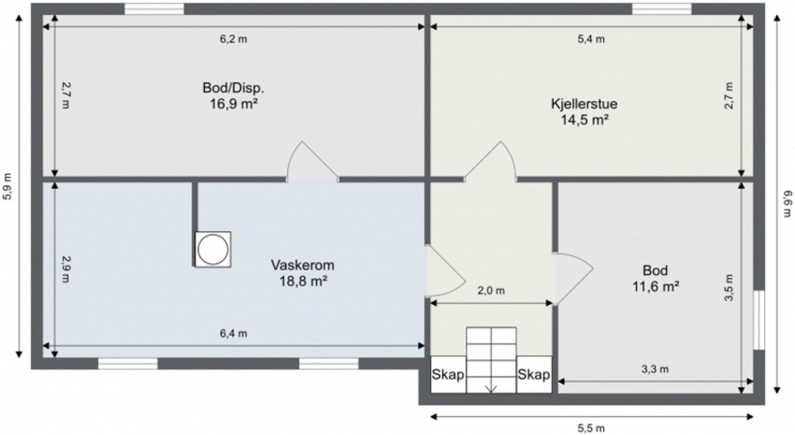 Plantegning underetasje. Galleribilde