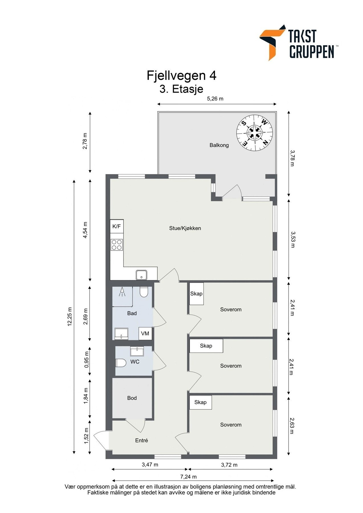 Planskisse Fjellvegen 4 - 3. Etasje Galleribilde