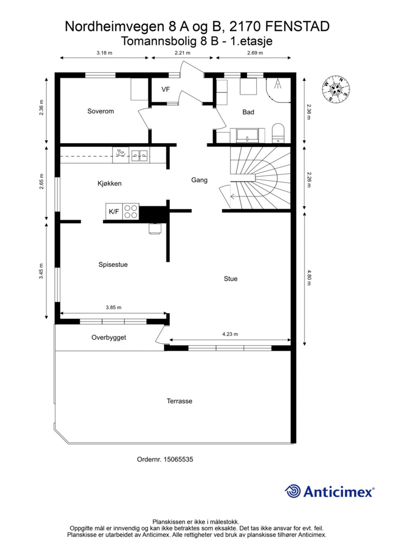 Plantegning-Tomannsbolig 8 B - 1.etasje Galleribilde