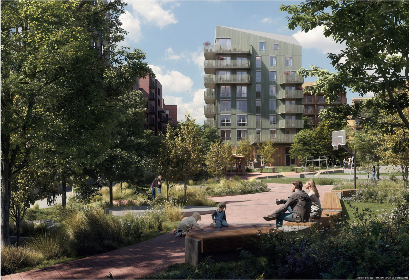 Lille Løren Park er et omfattende boligprosjekt som ved ferdigstillelse vil bestå av totalt 355 miljøsertifiserte leiligheter fordelt på syv bygg, med et utvalg av 2- til 5-roms selveierleiligheter. Prosjektet inkluderer også en barnehage og frodige, bilf Galleribilde