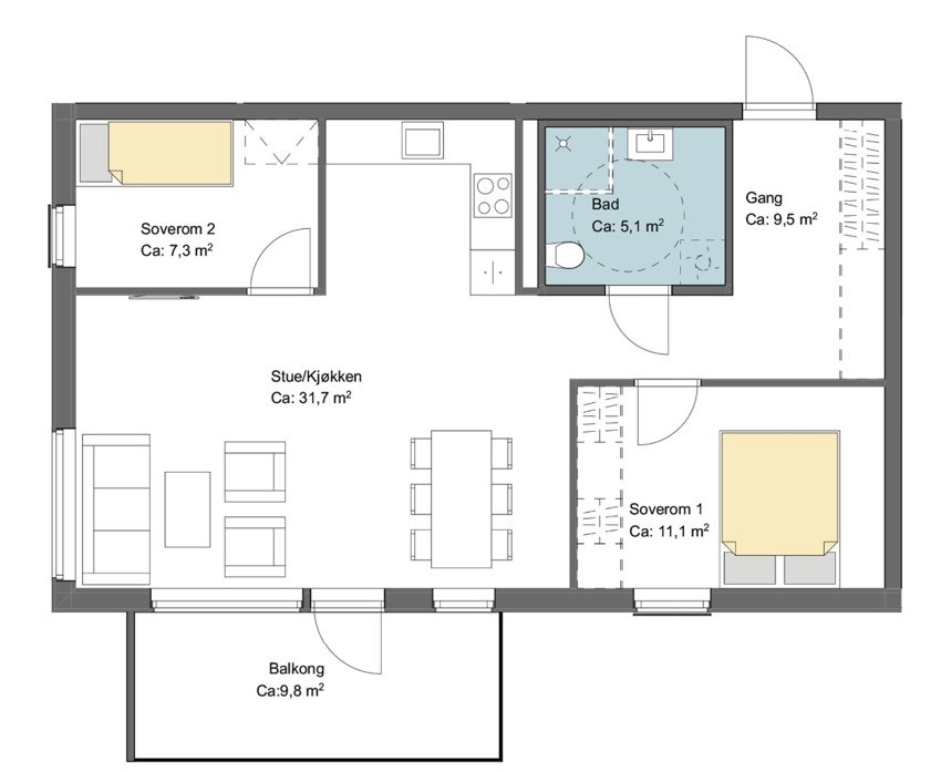 Praktisk og fin planløsning Galleribilde