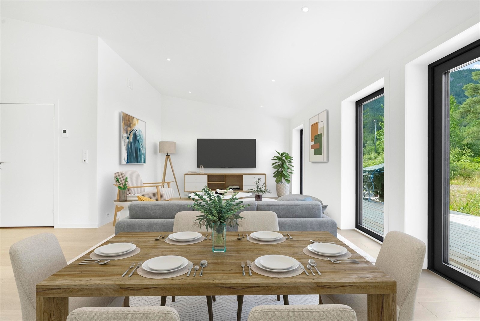 Romsleg stove med store vindaugsflater som sikrar eit godt lysinnslepp og eit godt inneklima. Galleribilde