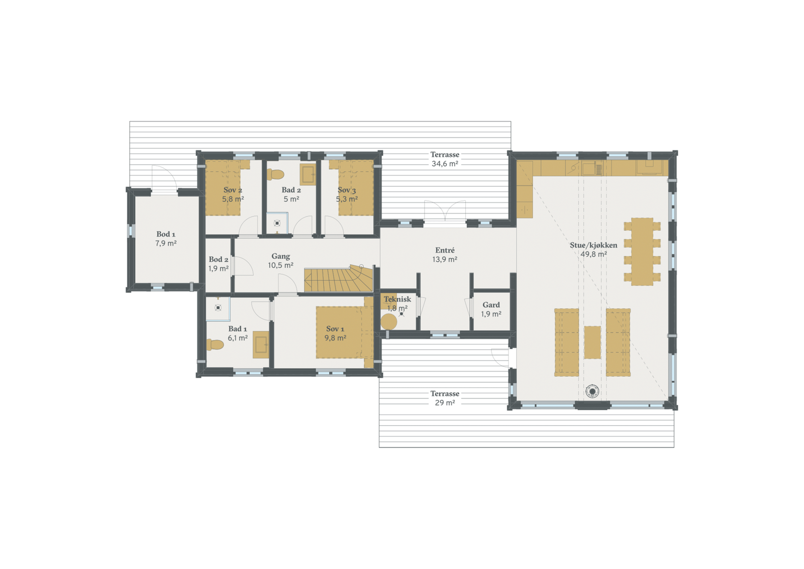 Plantegning hovedplan Hovden med hems Galleribilde