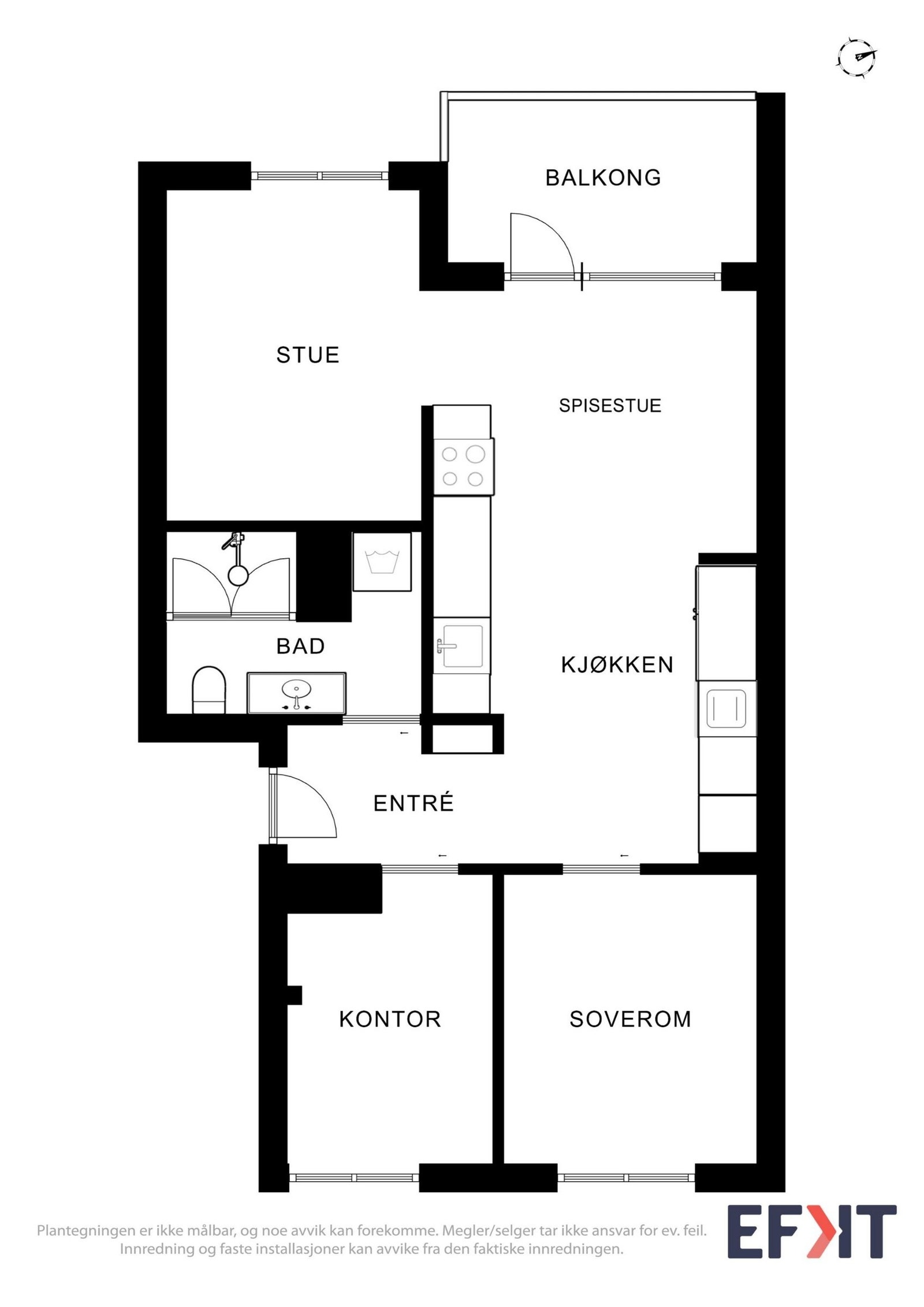 Dette er en arealeffektiv leilighet med en gjennomgående planløsning Galleribilde