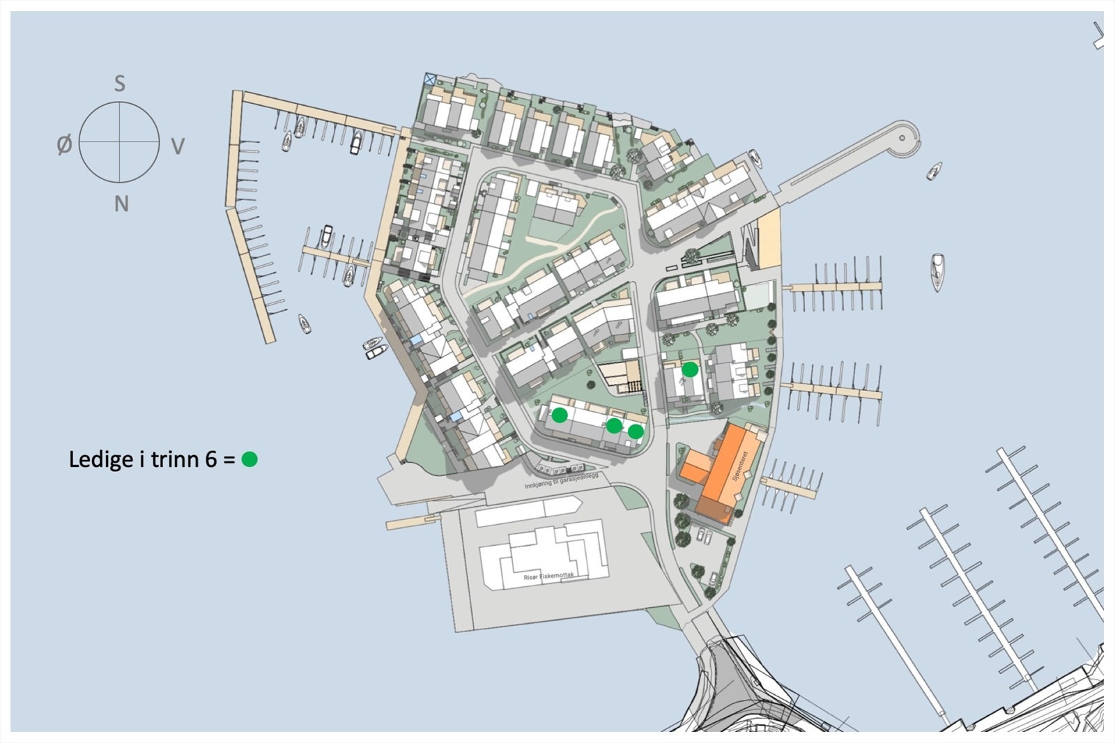 Hele holmen fremstår bilfri, men det er mulig å kjøre frem til hver bolig for varetransport. Galleribilde