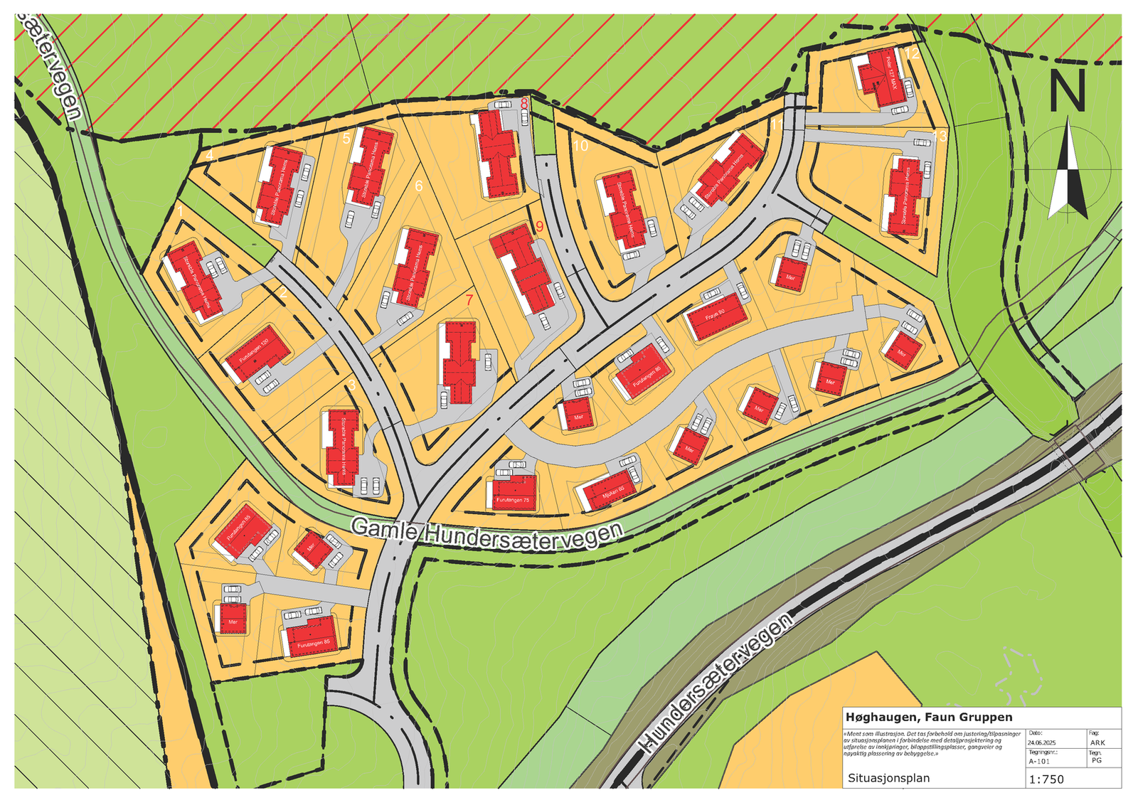 Tomtekart med hyttemodeller illustrert Galleribilde