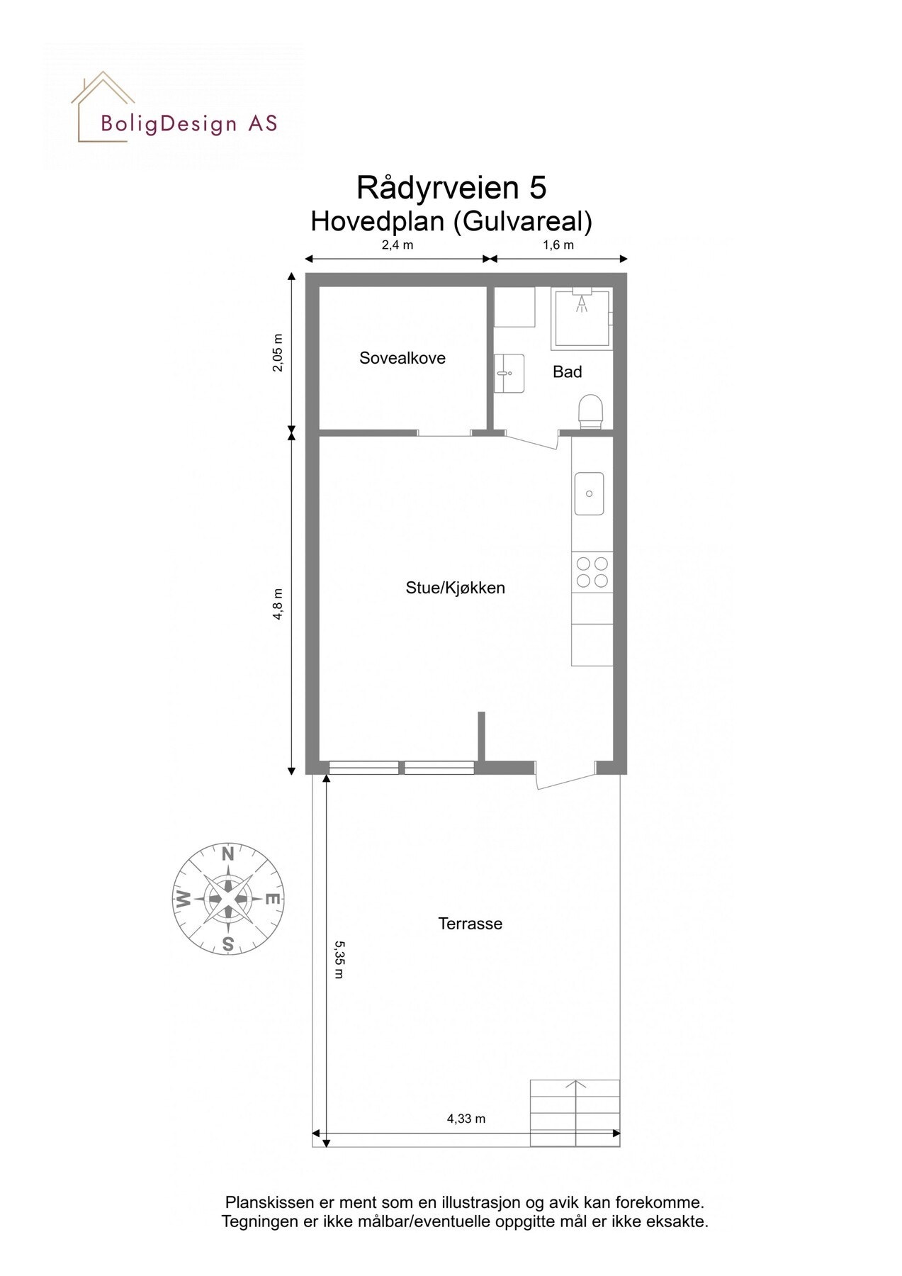 Oppmålt planløsning Galleribilde