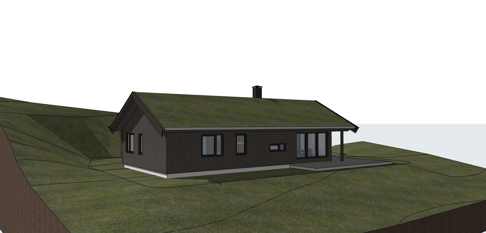 Forslag på hytte. Skissetegning. Galleribilde